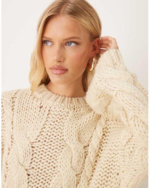 Gina Tricot Natural Knitted Cable Sweater