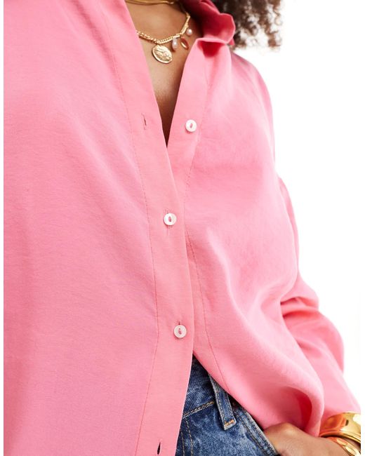 ONLY Pink – langärmliges, strukturiertes oversize-hemd