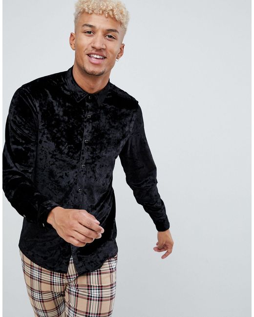 ASOS Regular Fit Crushed Velvet Shirt 