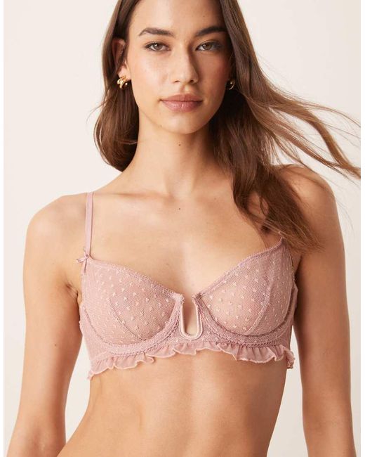 ASOS Brown Jessie Spot Embroidery Frill Underwired Bra