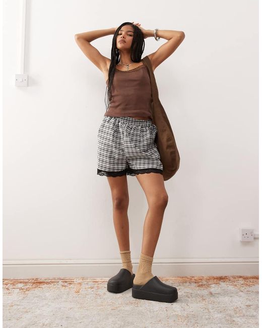 Top A Coste Con Scollo Rotondo E Finiture di Reclaimed (vintage) in Brown