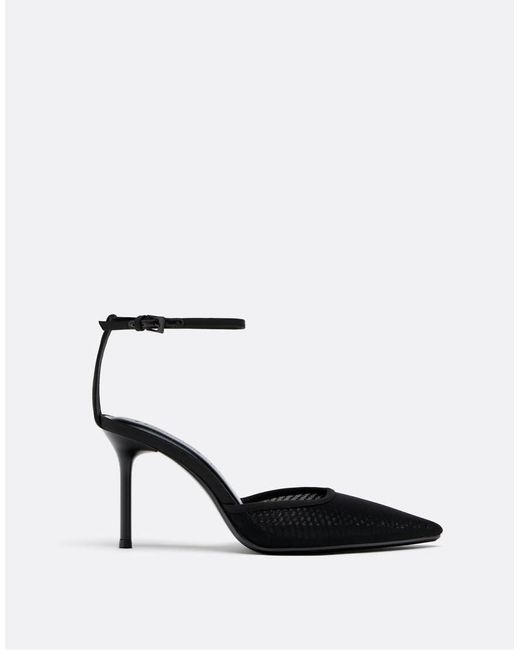 Stradivarius White Mesh High-Heel Shoes