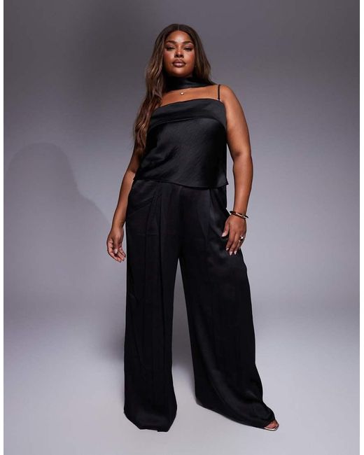 Tfnc Plus Black Bandeau Top With Scarf Neck Detail Co-ord