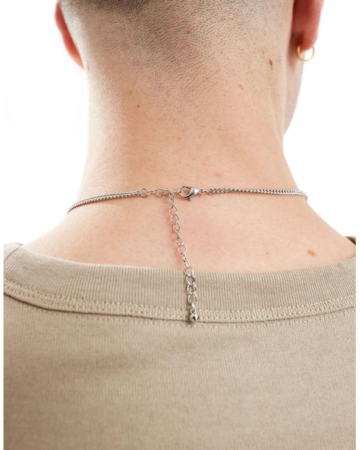 ASOS – farbene halskette mit schwarzem schmuckstein-anhänger und strassstein-anhänger in Natural für Herren