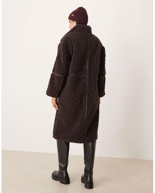 ASOS Natural Longline Shearling Coat