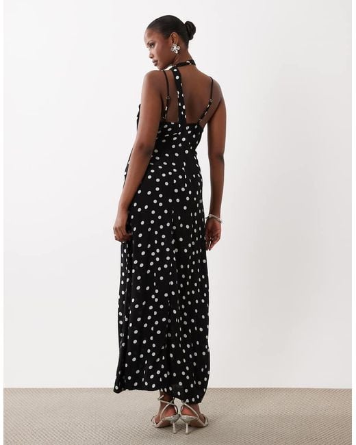 Vero Moda Black Cami Maxi Dress With Scarf Neck Detail