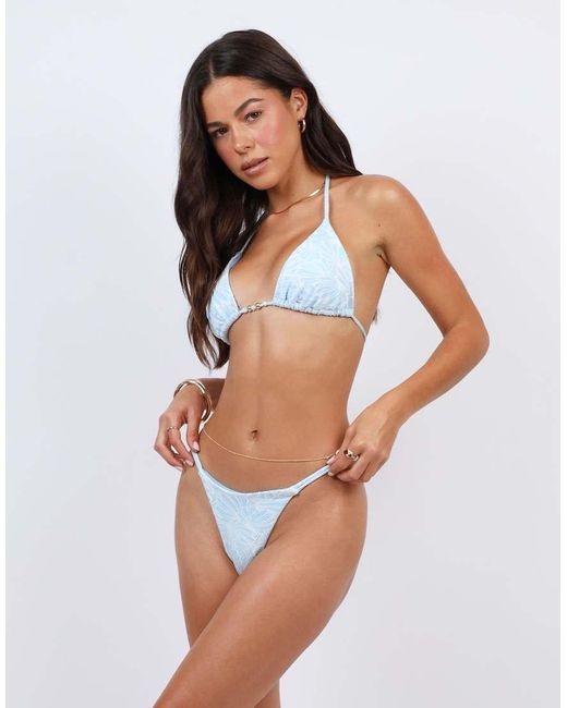 SIMMI White Floral Textured Triangle Bikini Top