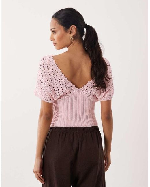 ASOS Pink Knitted Plunge Cinch Top
