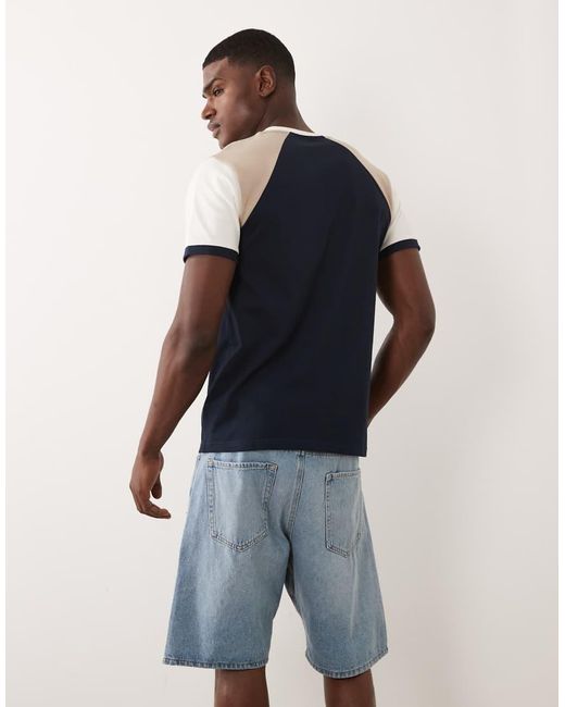 ASOS White Heavyweight Regular Fit Raglan T-Shirt With Contrast Panels for men