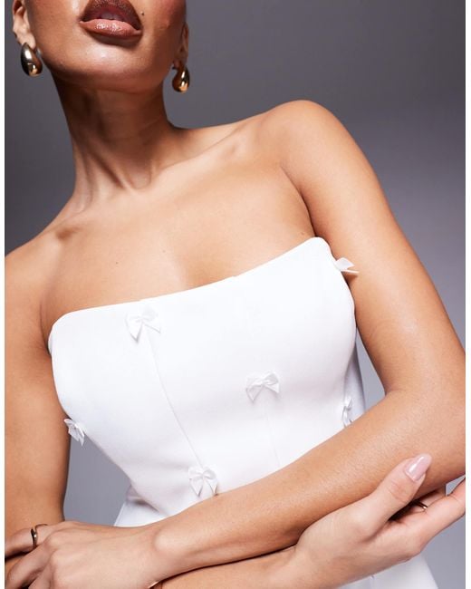 EVER NEW White Bridal Double Layer Bow Embellished Mini Dress