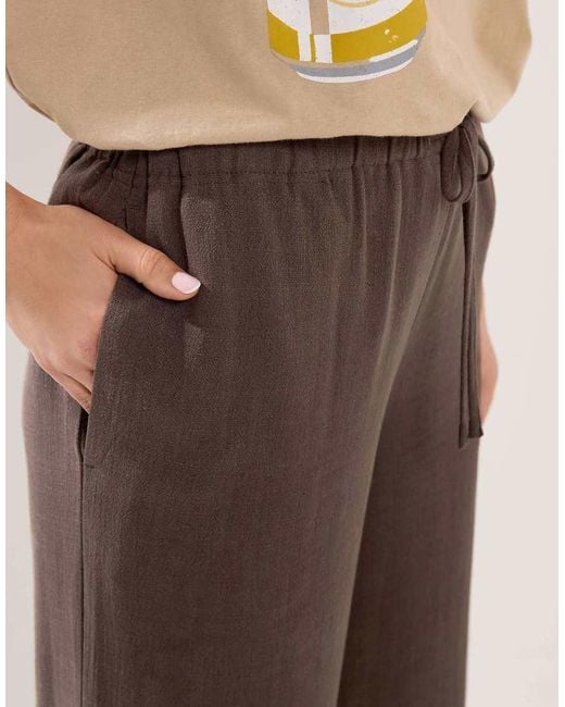 Long Tall Sally Brown Wide Leg Linen Trousers