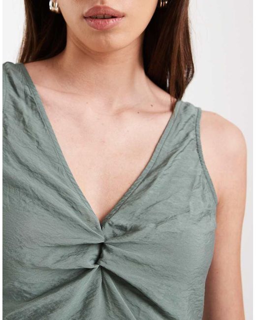 Vero Moda Green Plunge Front Ruched Detail Sleeveless Top Co-ord