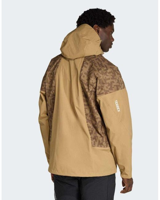 Adidas Originals Natural Terrex Xperior 2.5 Layer Hybrid Primeknit Climaproof Jacket for men