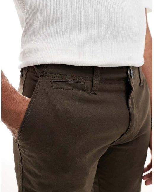 Threadbare White 'Castello' Cotton Slim Fit Chino Trousers With Stretch for men