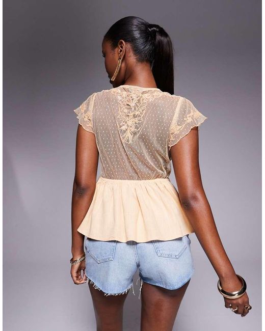 River Island Blue Floral Embellished Satin Top