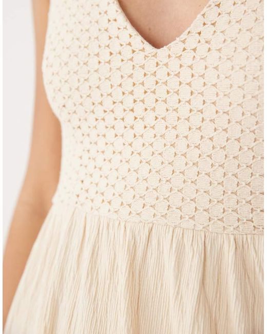 ASOS Natural Crochet Halter Midi Dress