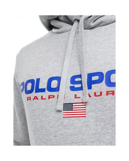 Polo Ralph Lauren Gray Sport Capsule Logo Front Hoodie for men