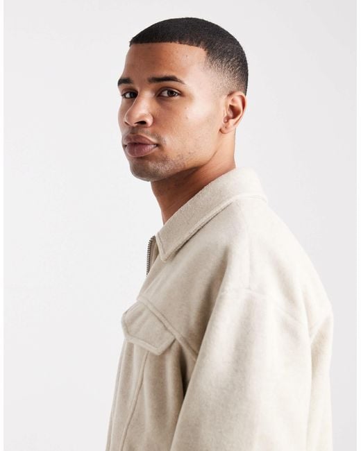 ASOS Natural Wool Look Harrington for men