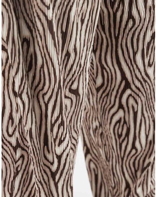 Pieces Plus Brown Pieces Curve Wide Leg Plisse Pants