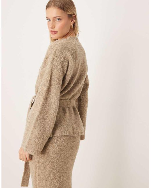 Y.A.S Natural Premium Textured Wrap Front Knitted Cardigan Co-ord