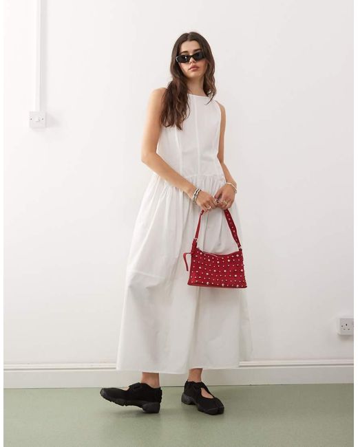 Collusion White High Neck Dress