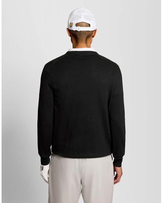 Lyle & Scott Black Mid Knits Golf V Neck Pullover for men