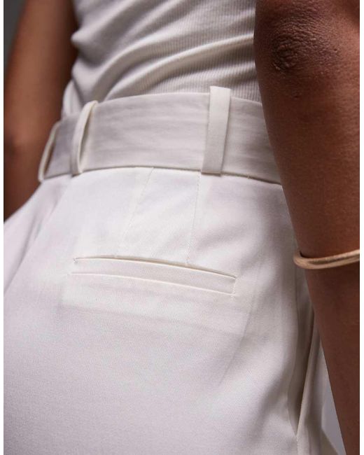 TOPSHOP Gray Premium Double Pleat Straight Leg Tailored Pants