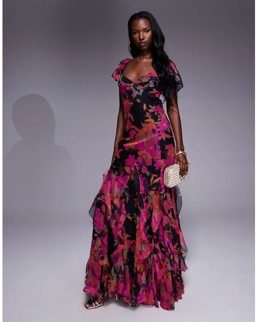 Anthropologie Bhldn Floral Dress Sleeveless Patchwork Ruffle Hem Dress  Women's Floral Wrap Maxi Dress 2025 Sleeveless