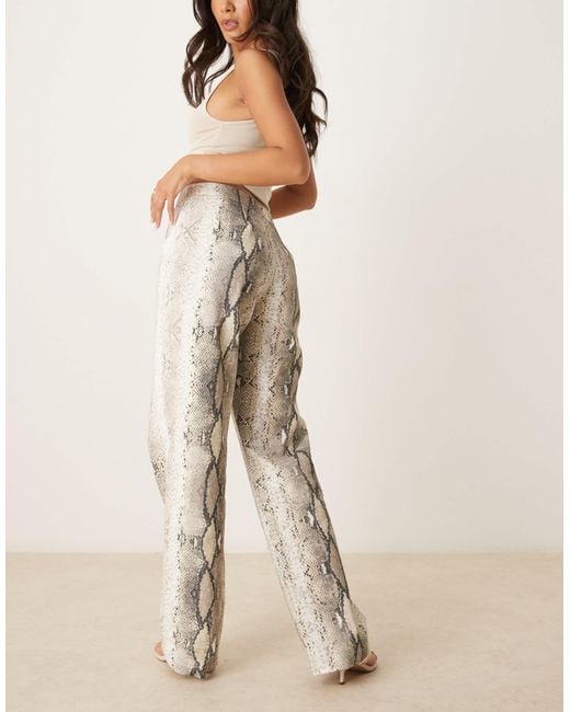 Vrg Grl Natural Rue Snake Print Wide Leg Denim Pants