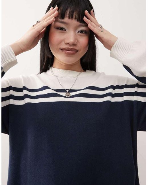 Monki Blue Knitted Sporty Dress