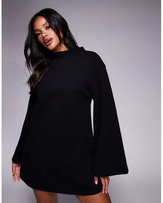 ASOS Black Supersoft Wide Sleeve Mini Dress