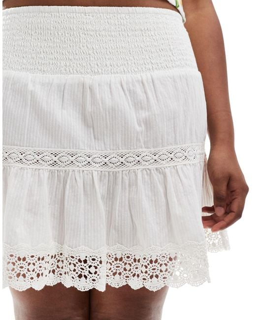 Superdry White Ibiza Lace Mix Mini Skirt