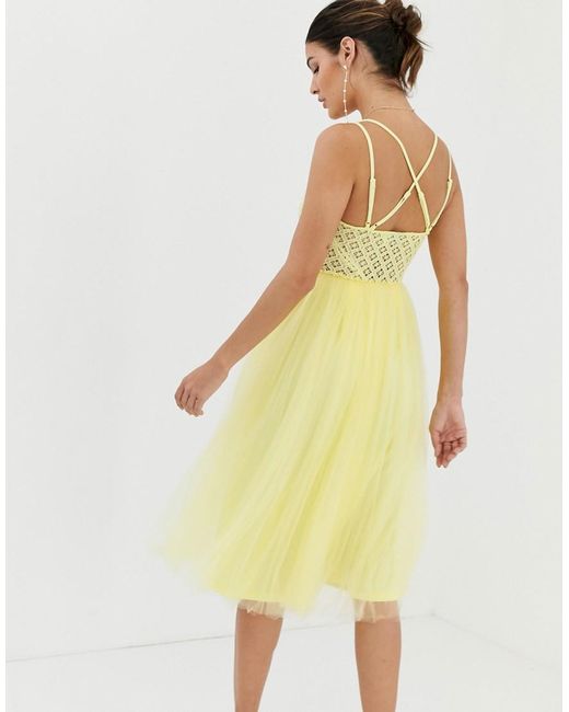 asos yellow lace dress