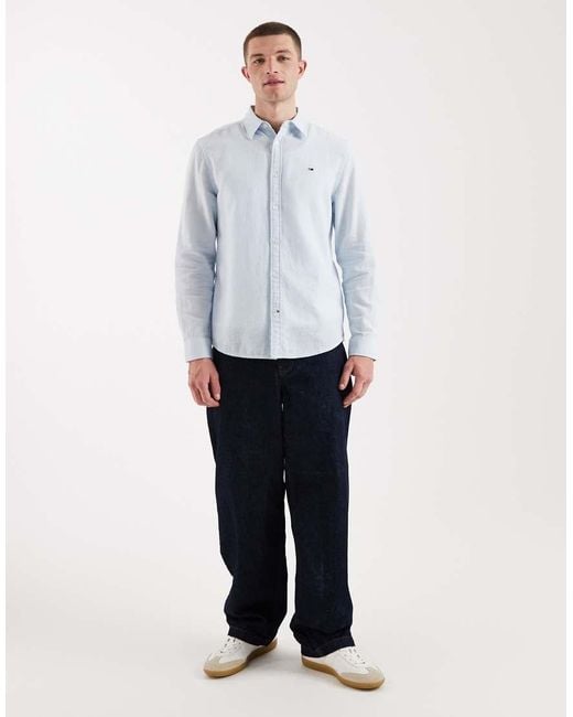 Tommy Hilfiger Blue Linen Blend Shirt for men