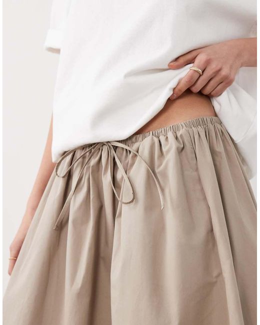 ASOS Natural Poplin Tie Waist Circle Maxi Skirt