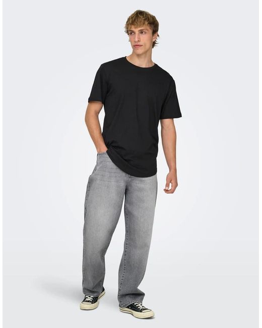 Only & Sons Black Loose-Fit Jeans for men