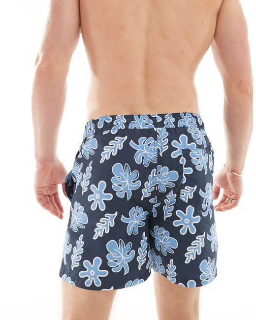Jack & Jones Blue Swim Shorts With Floral Print for men