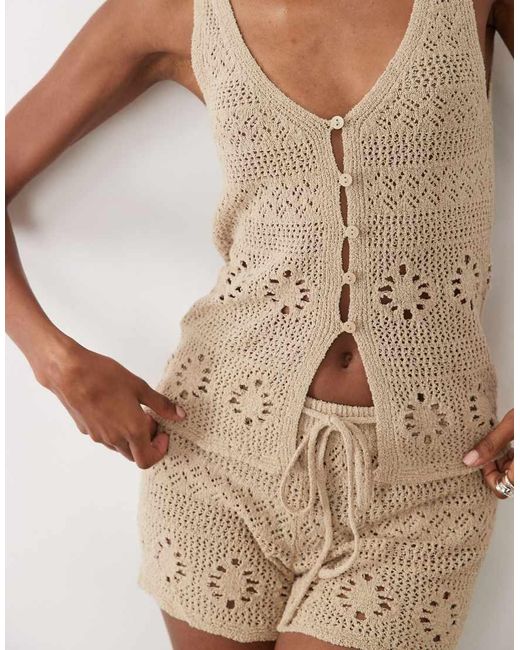 Mango Natural Casito Knit Button Front Sleeveless Top