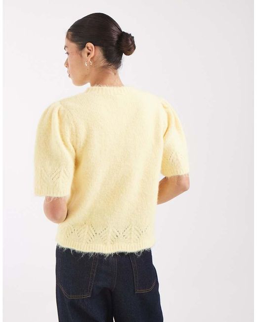 Pieces Natural Soft Knitted Short Sleeve Jumper