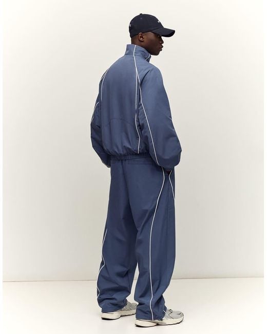 Bershka Blue Contrast Technical Jacket for men