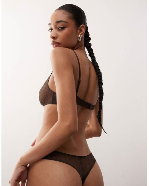 Weekday Natural Mesh Lace Thong 2-pack