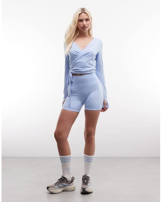 Adidas Originals Blue Three Stripes Studios Booty Shorts