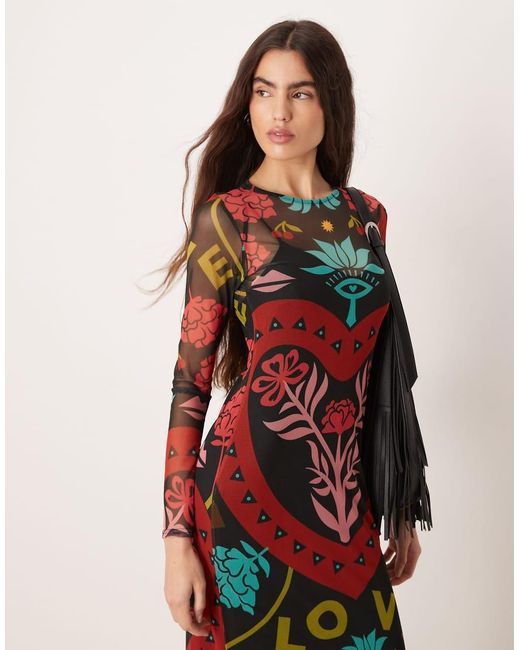 Never Fully Dressed Red Mesh Maxi Dress