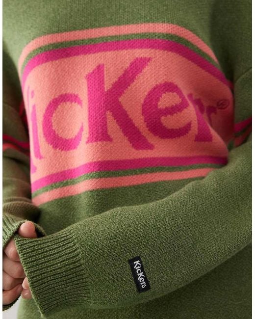Kickers Green Oversized Knit Jumper With Logo