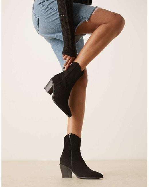 ASOS Black Rational Heeled Western Boots