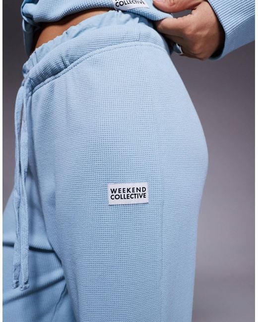 ASOS Blue Weekend Collective Co-Ord Wide Leg Waffle Jogger