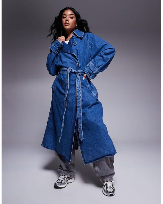 HUGO Blue – garena – oversize-trenchcoat aus denim