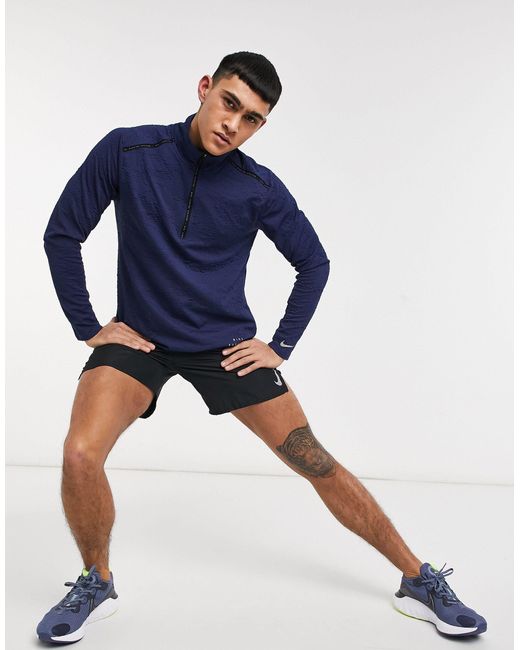 Run division element - t-shirt à col à fermeture éclair 1/4 - bleu Nike  pour homme en coloris Bleu | Lyst