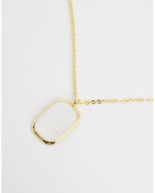 Orelia Metallic Statement Faux Mother Of Pearl Long Necklace
