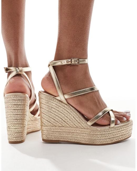 New Look Natural – e riemchen-espadrilles mit keilabsatz